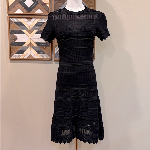 ALEXIS Lace Knit Black Short Sleeve Dress XS - Picture 1 of 16